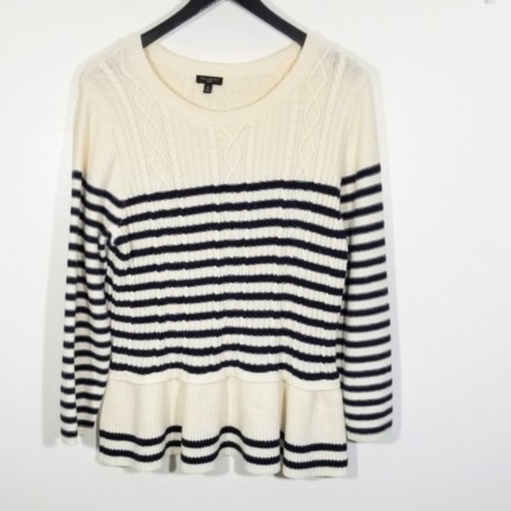 Talbots Cashmere Blend Striped Crew Neck Sweater